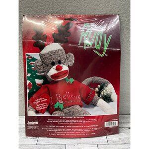 2003 Janlynn Rudy 21" Sock‎ Monkey Kit Christmas Reindeer Adoption Paper